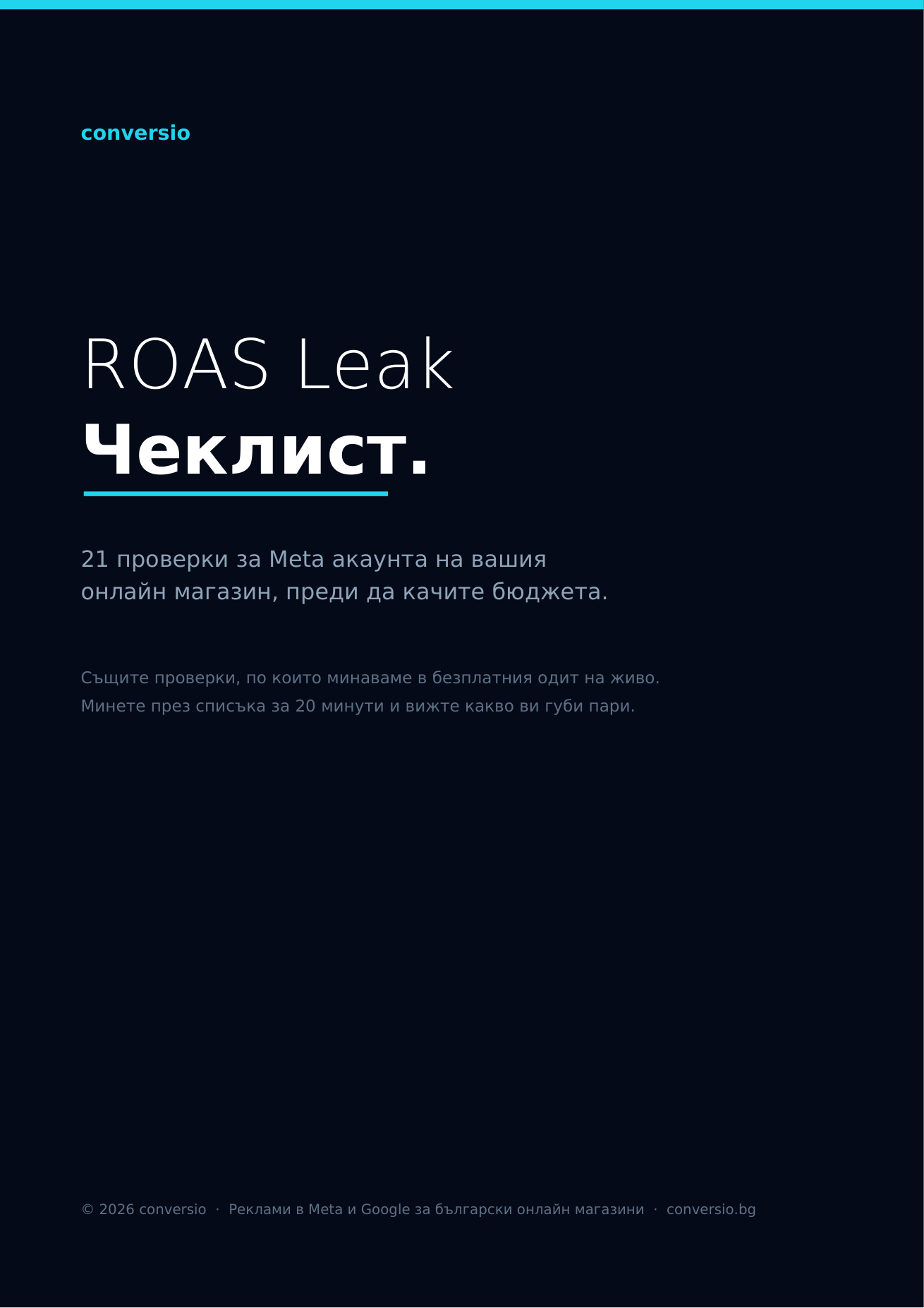 ROAS Leak Чеклист, корица